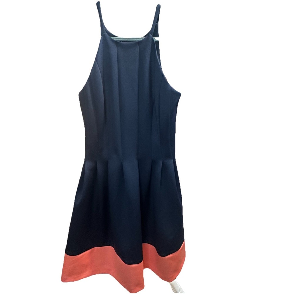 Vince Camuto Halter Neck Fit & Flare Dress‎  Sz 10   Blue/Coral *7657